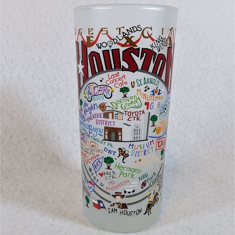 Houston Landmarks Catstudio Frosted 15 Oz. Glass - Tiny Flaw